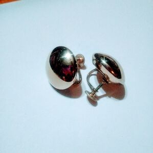 **Vintage RICHELIEU Screw Back Silver Metal Button Earrings